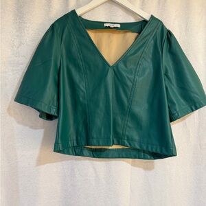 NSR Green Faux Leather Crop Top